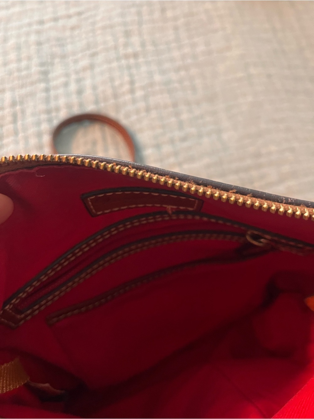 Dooney & Bourke dark blue Pebbled Leather Crossbody with Brown Trim - Picture 9 of 14